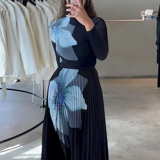 Vestido Plisado Elegante para Mujer con Cintura Ajustada