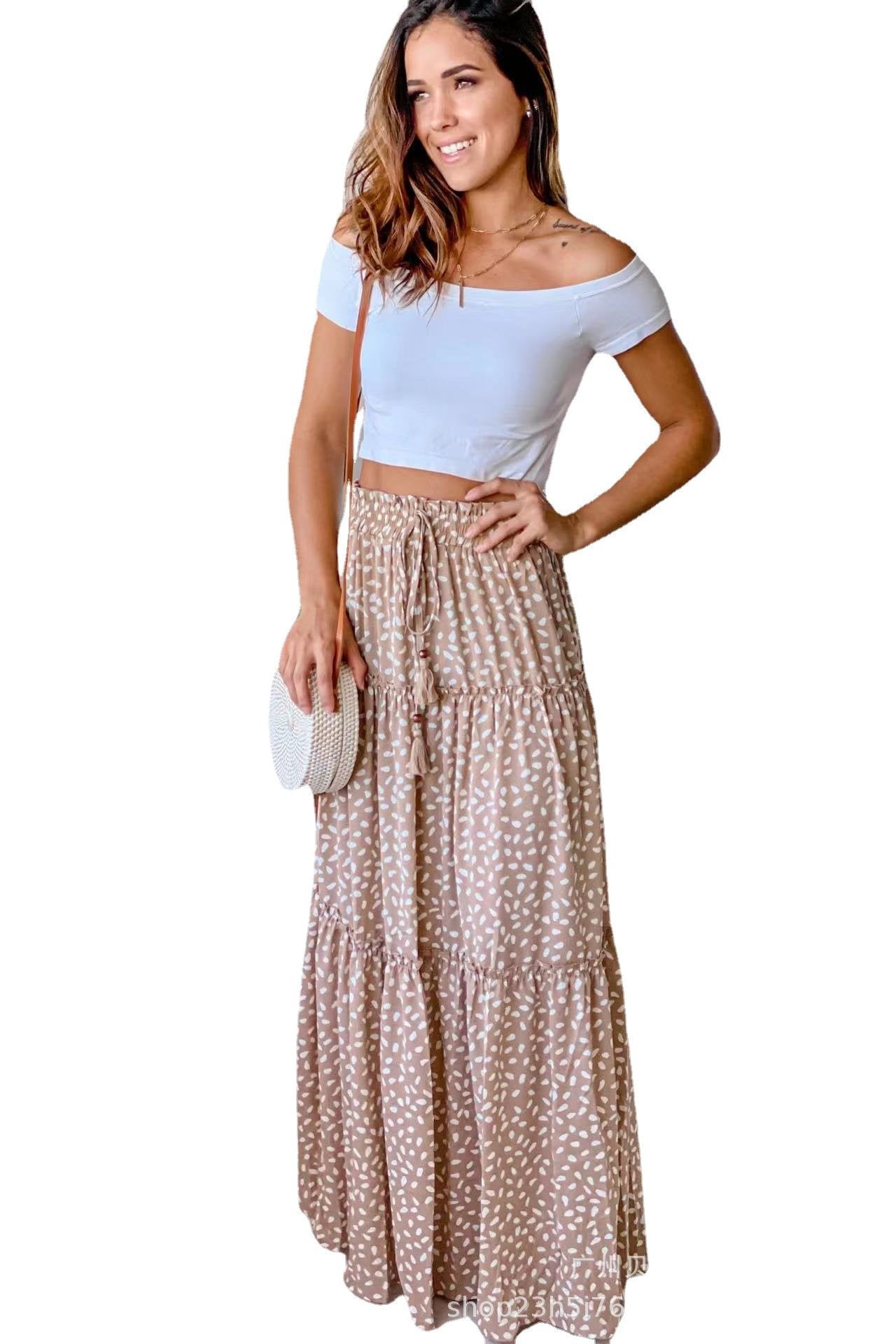 Falda Midi Clásica con Cintura Elástica y Pliegues